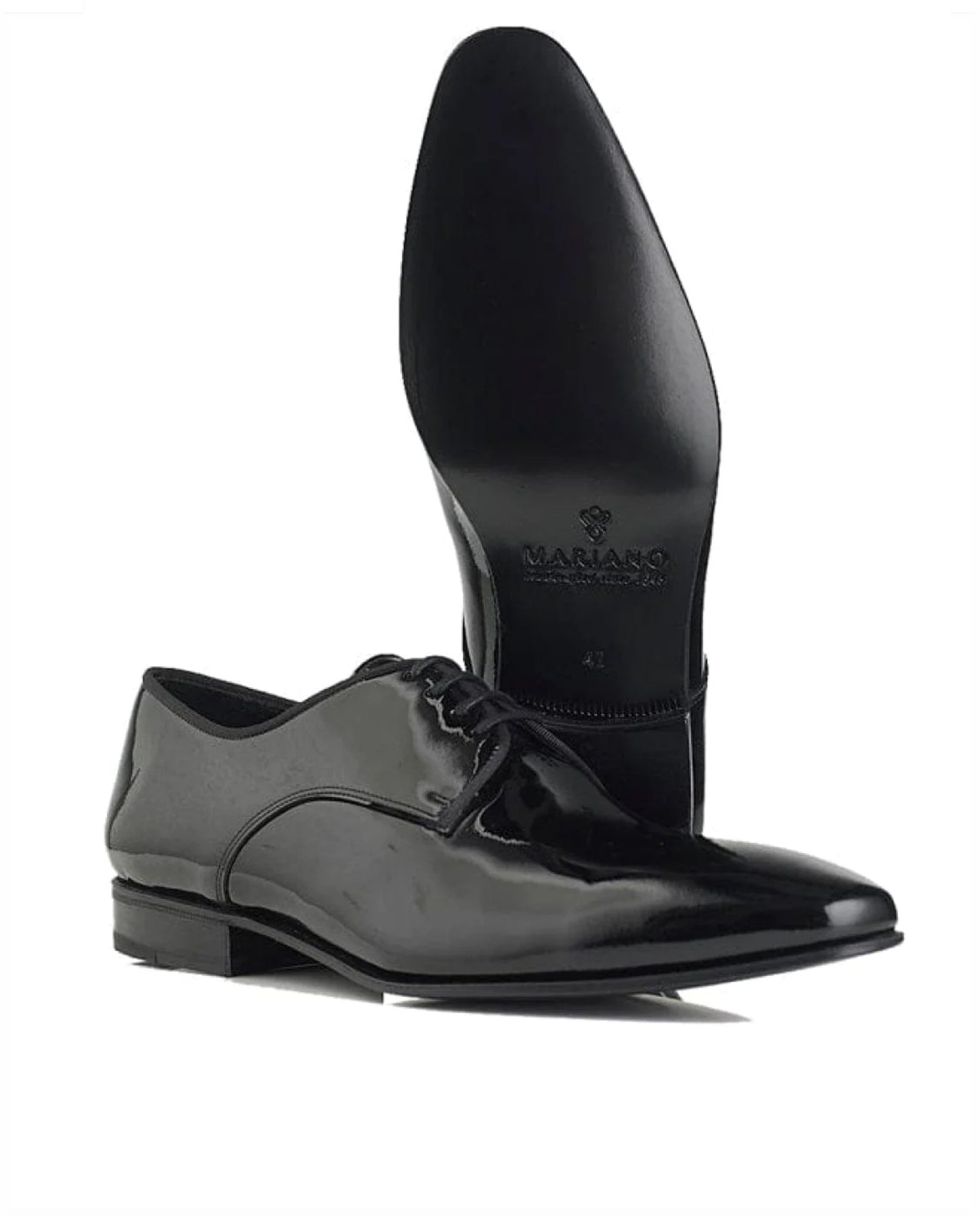 Derby elegante em verniz e sola em couro Preto-3