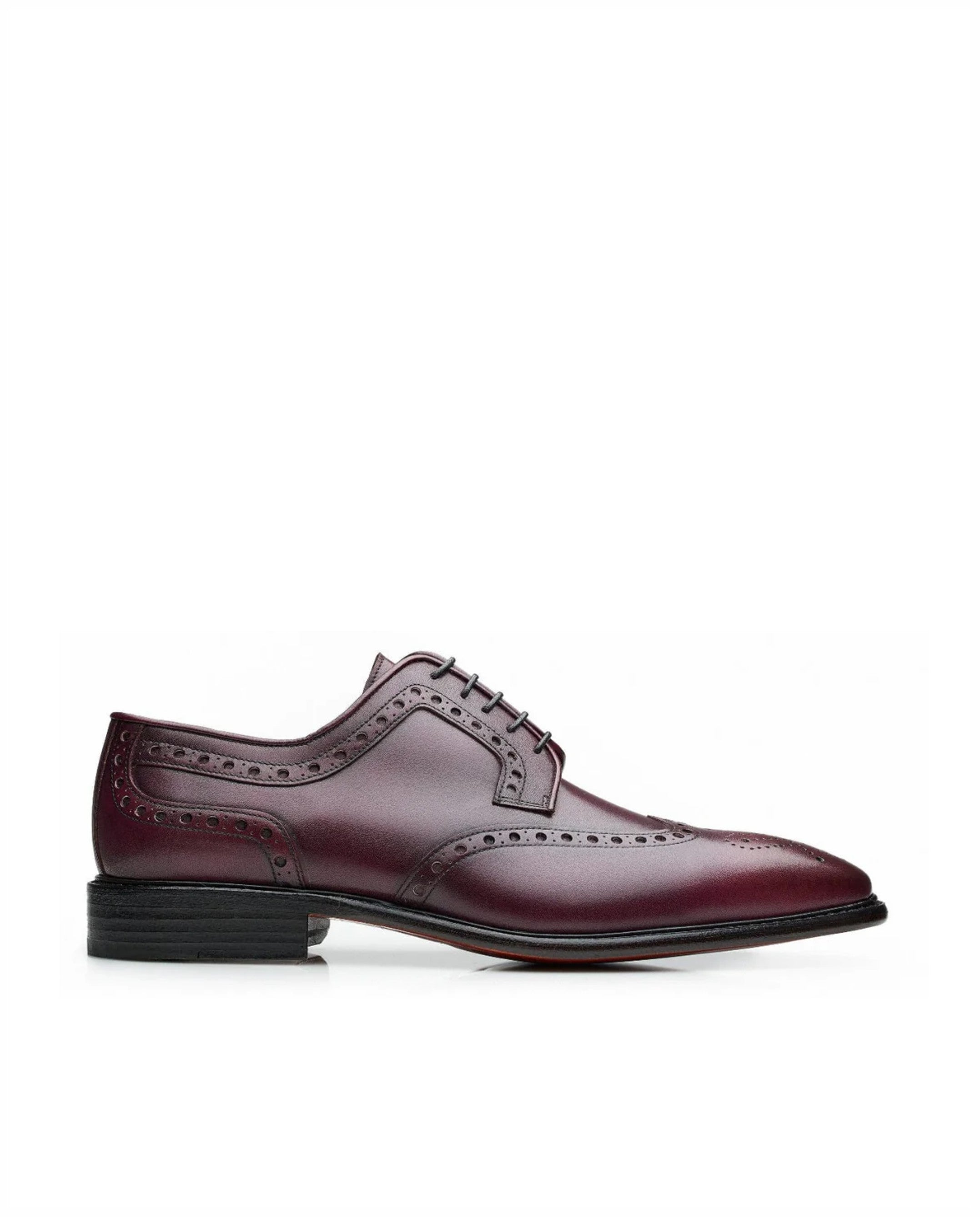 Derby Brogue elegantes em pele e sola em couro Bordeaux-1