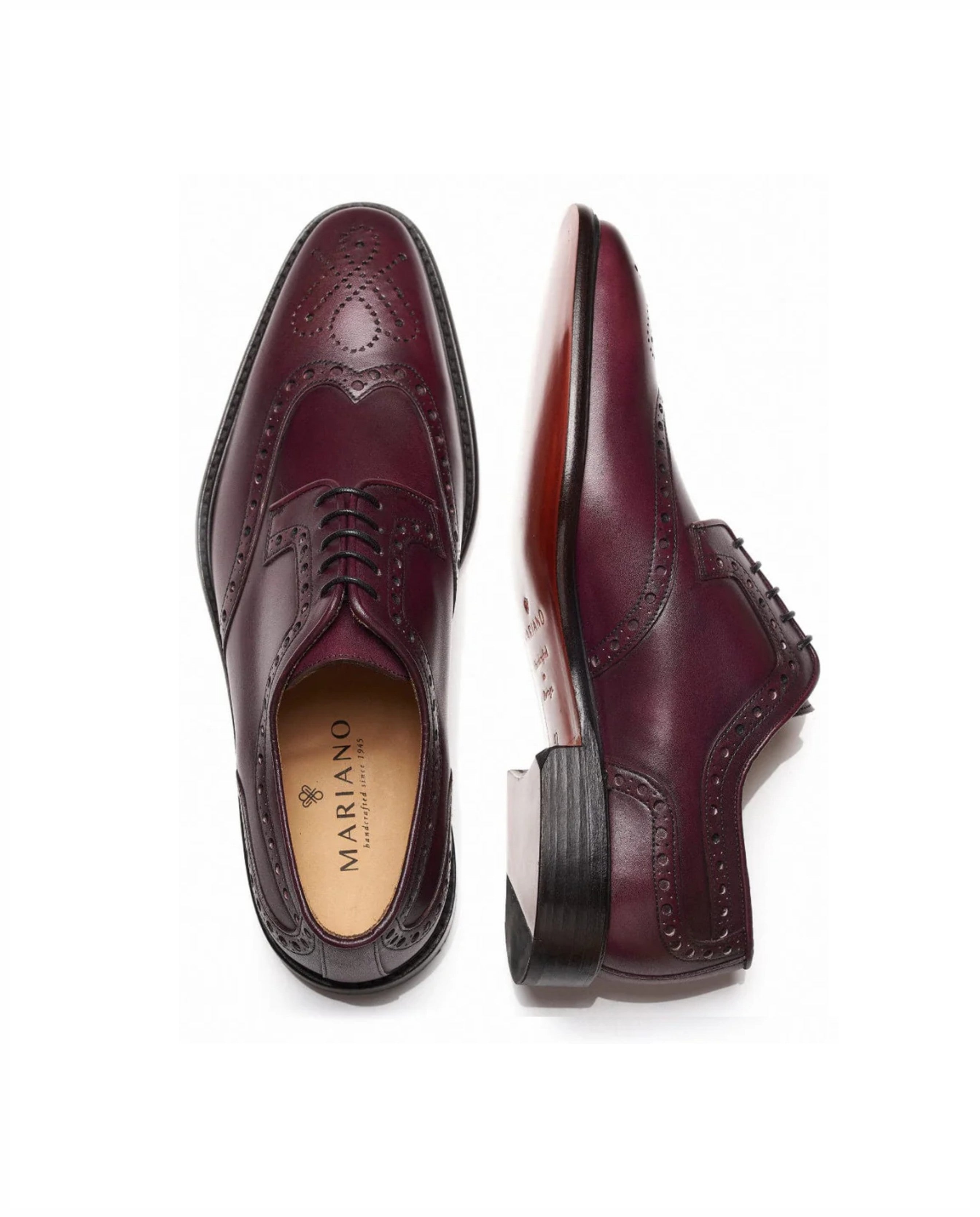 Derby Brogue elegantes em pele e sola em couro Bordeaux-2