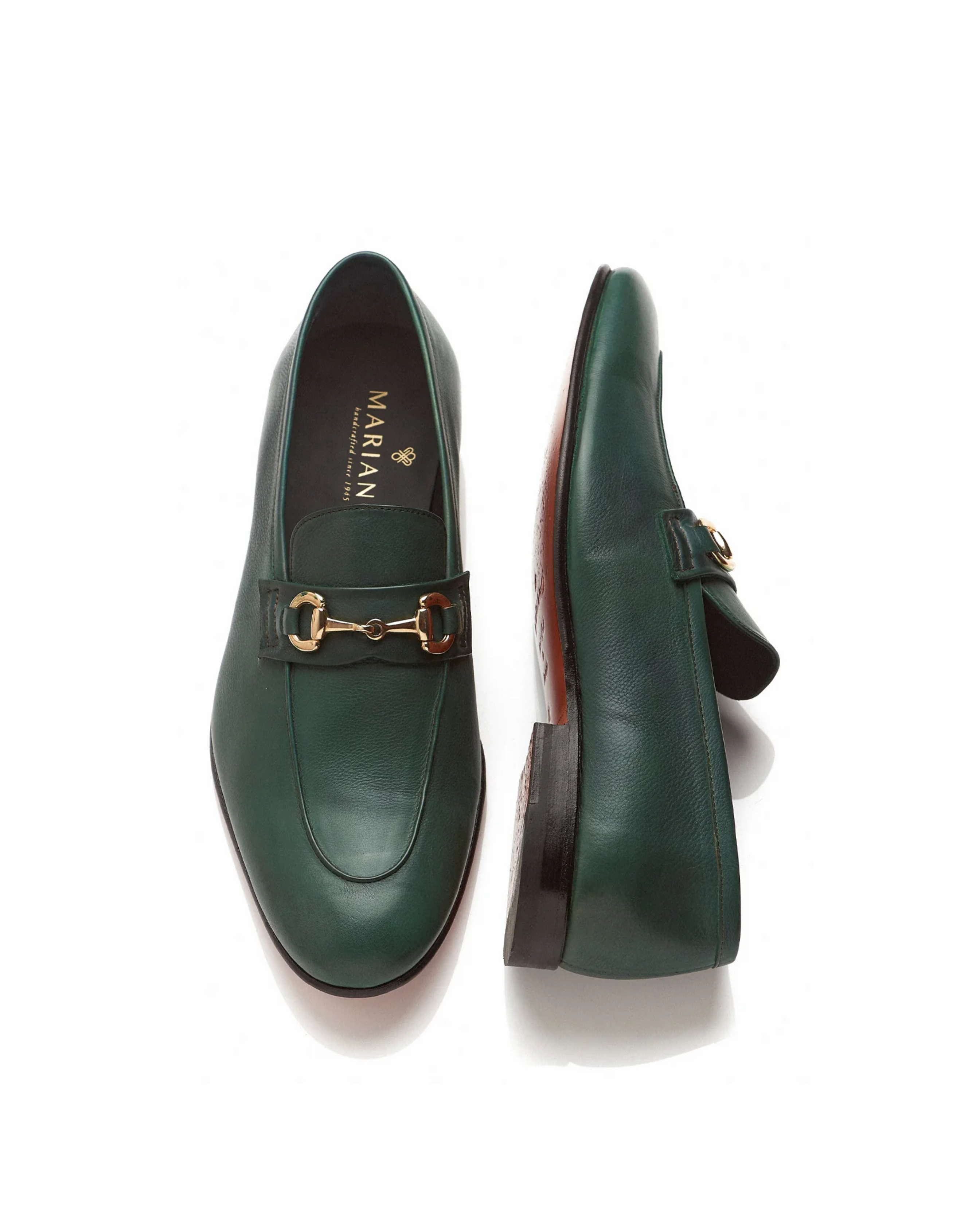 Loafer elegante em pele e sola em couro Verde-2