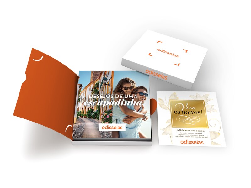 Odisseias Pack Presente - Viva os Noivos! Premium | Experiência 1 ou 2 noites | Peq. almoço com opção acesso ao Spa | 2 pessoas 2