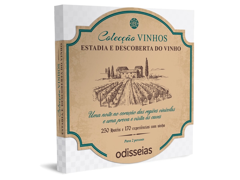 Odisseias Pack Presente - Estadia e Descoberta do Vinho | Experiência 1 noite | Peq. almoço e prova de vinhos | 2 pessoas 1