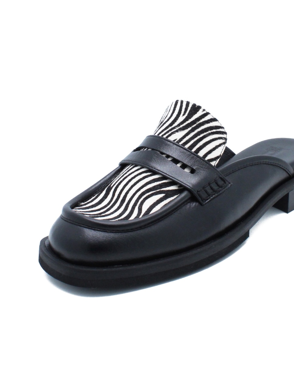 Mules Chicago Black-Zebra Print Preto-6