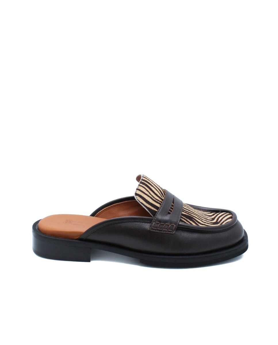 Mules Chicago Brown-Pony Print Castanho-1