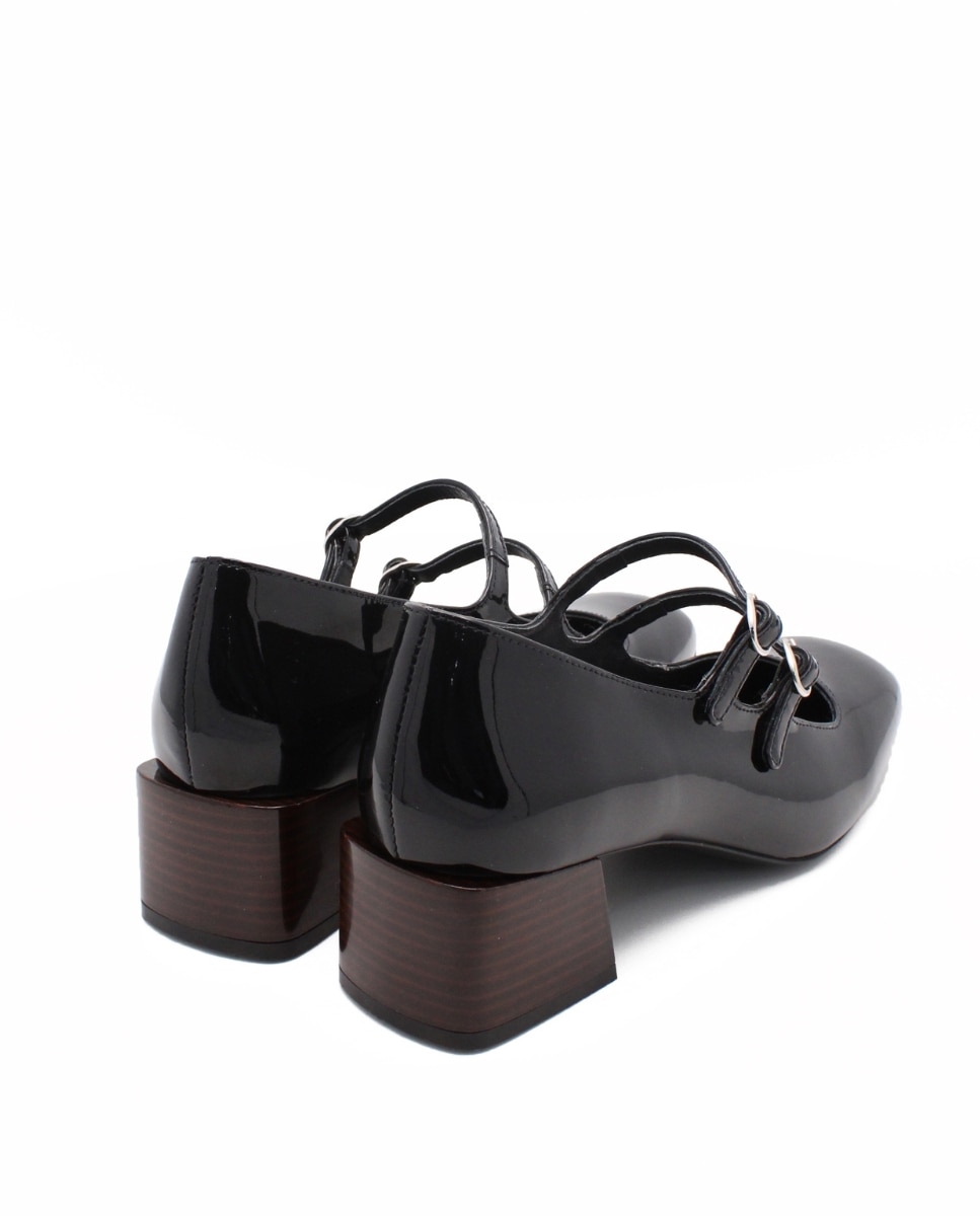 Sapatos Slingback Paris Black Patent Preto-3