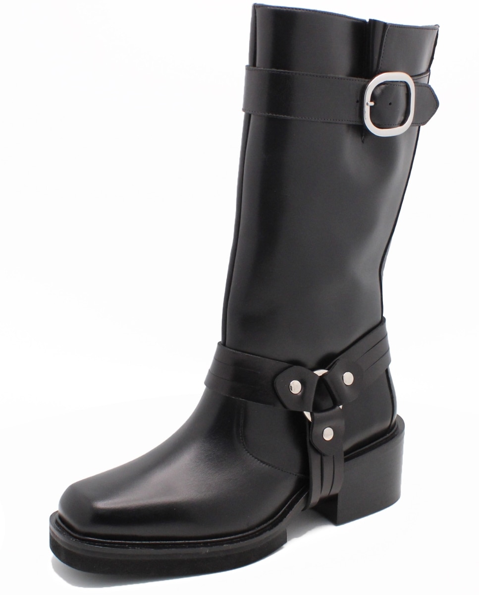 Botas Militares Barcelona Pretas em Pele Preto-6