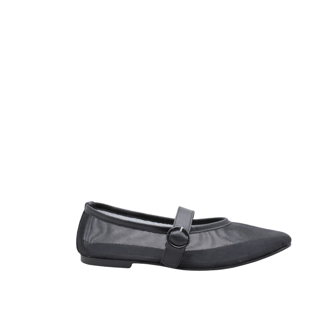 Imagem 0 de Sapatos Mary Jane Creta em Pele Preta com Mesh