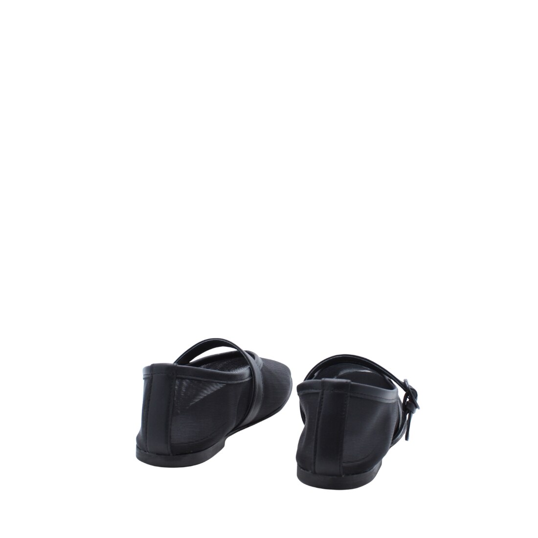 Sapatos Mary Jane Creta em Pele Preta com Mesh Preto-3