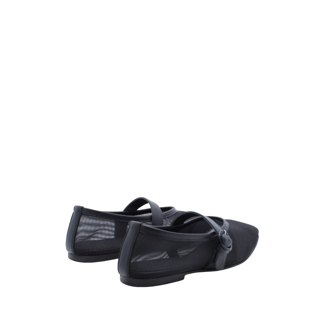 Sapatos Mary Jane Creta em Pele Preta com Mesh Preto-4