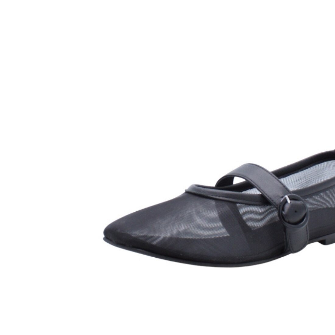 Sapatos Mary Jane Creta em Pele Preta com Mesh Preto-5