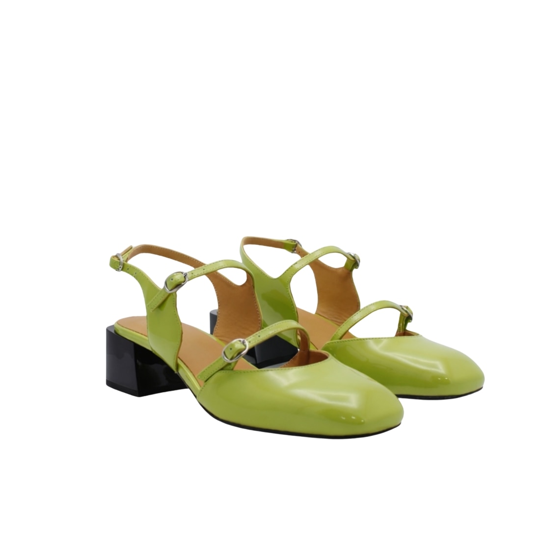 Sapatos Mary Jane Slingback Santorini em Pele Verde Lima Verde Lima-2