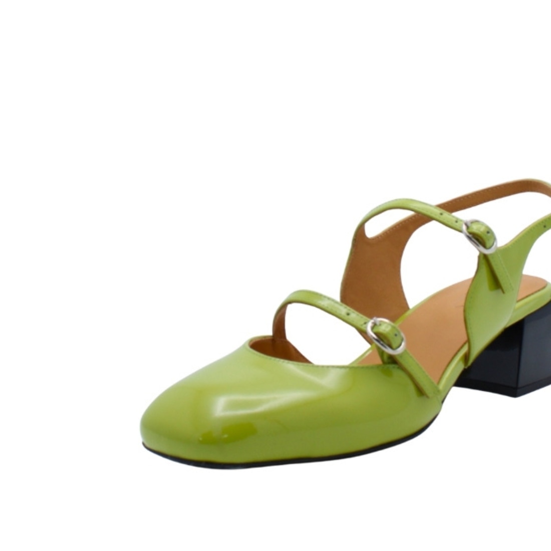 Sapatos Mary Jane Slingback Santorini em Pele Verde Lima Verde Lima-5