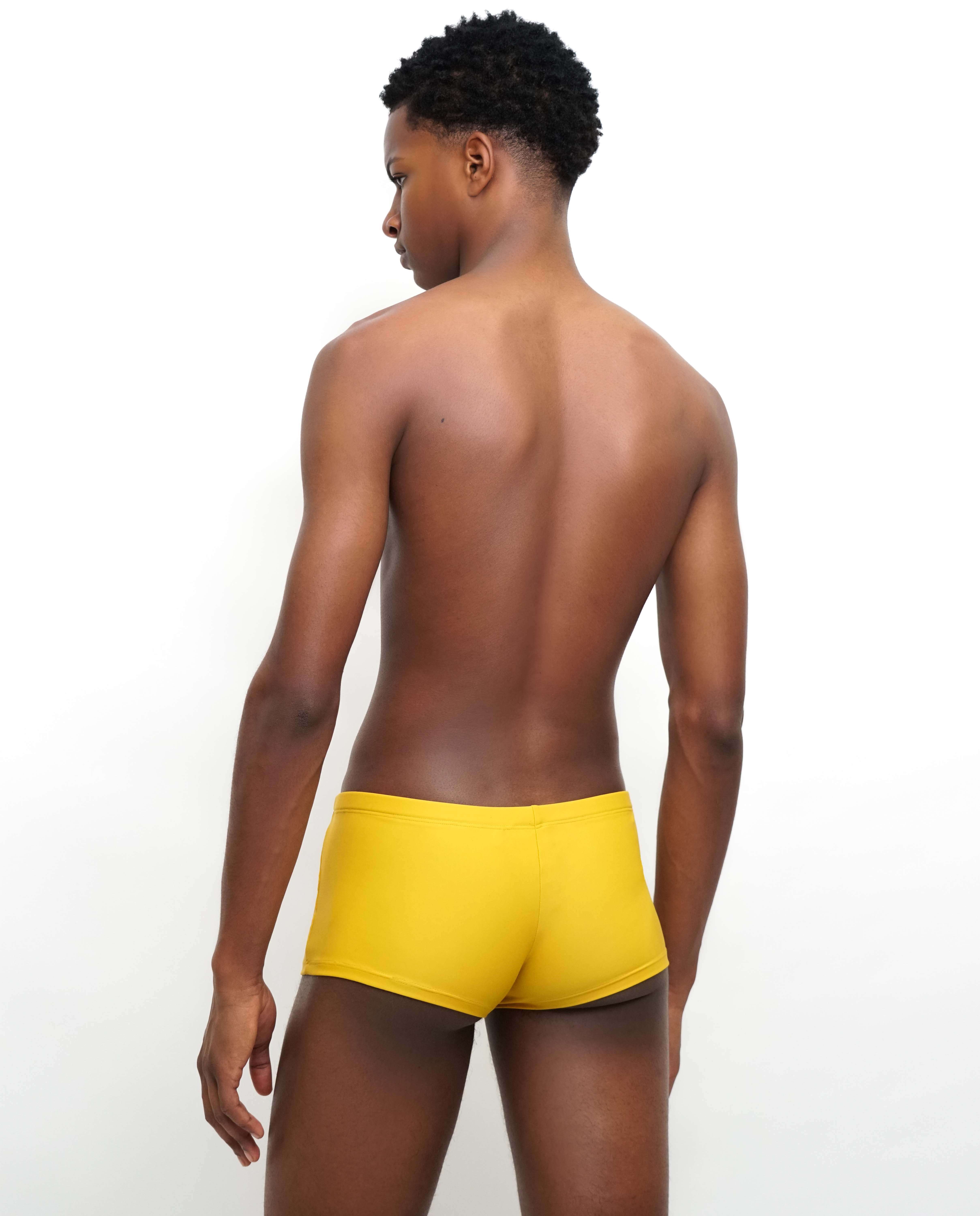 Calção de banho com cortes e elásticos de suporte - Amarelo Amarelo-3