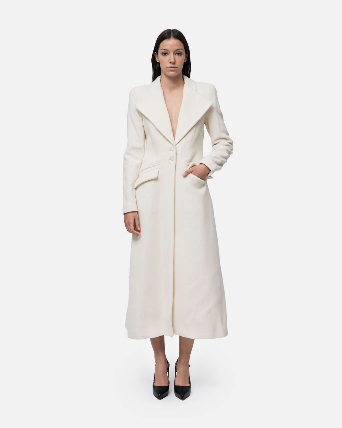 Imagem 0 de Sobretudo em lã gráfico com golas largas