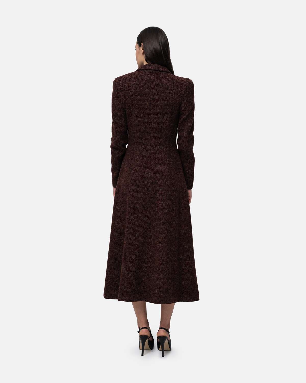 Sobretudo em lã mescla gráfico com golas largas Bordeaux-3