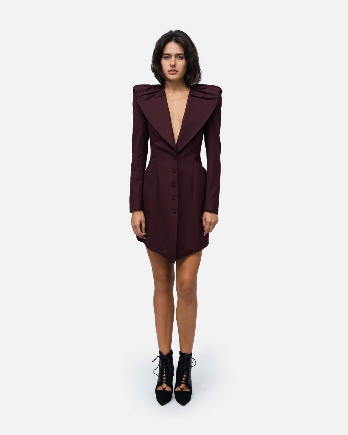 Imagem 0 de Vestido tipo Robemanteau gola drapeada formato capa nas costas