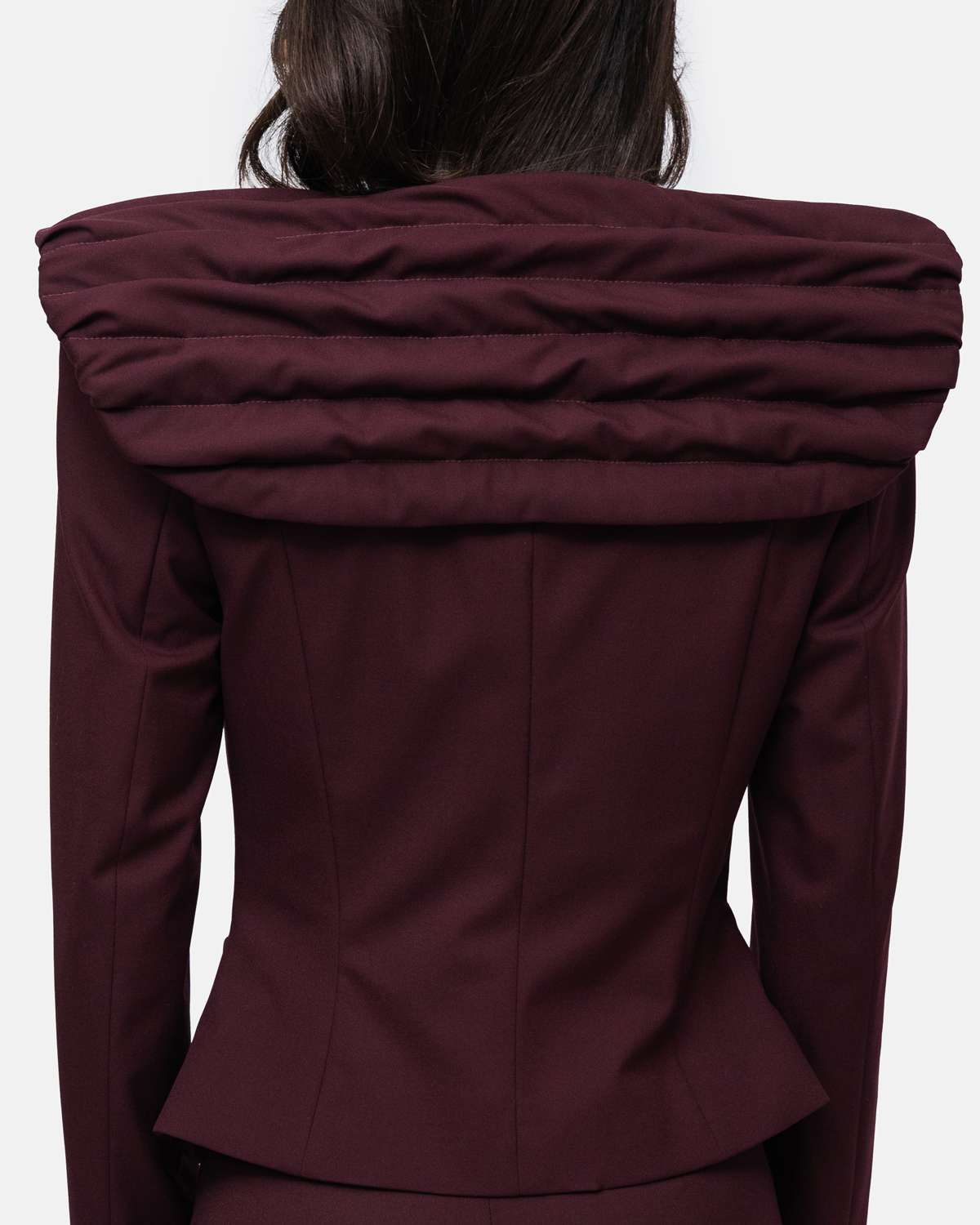 Blazer cintado assimétrico gola larga drapeada Bordeaux-5