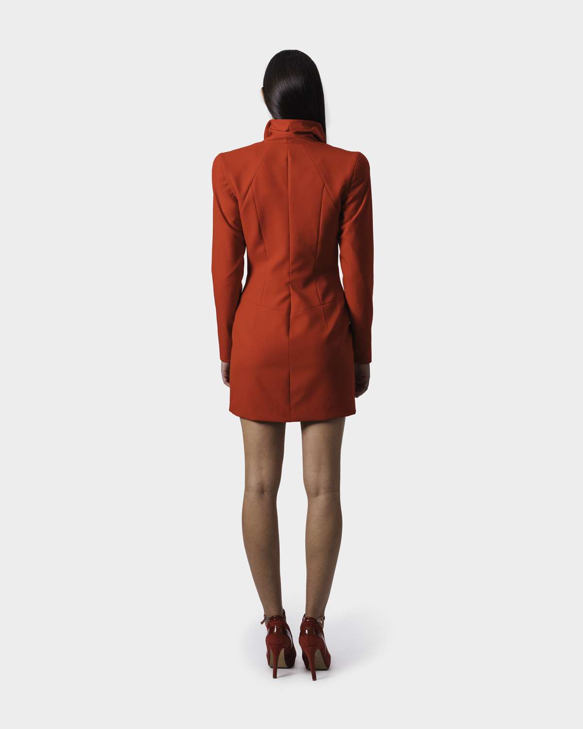 Vestido tipo robemanteau com gola entrelaçada - Vermelho Vermelho-3