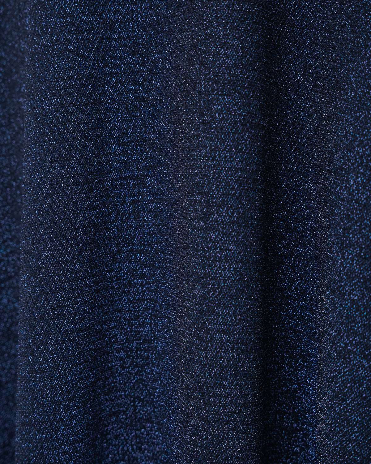 Vestido em malha lurex midi decote com sobreposição manga cotovelo Azul-3