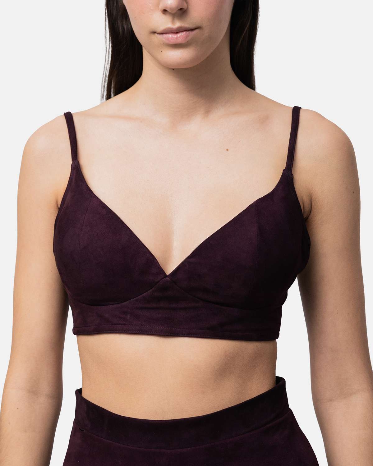 Top Bustier em camurça com enchimento nas caixas de peito Bordeaux-1
