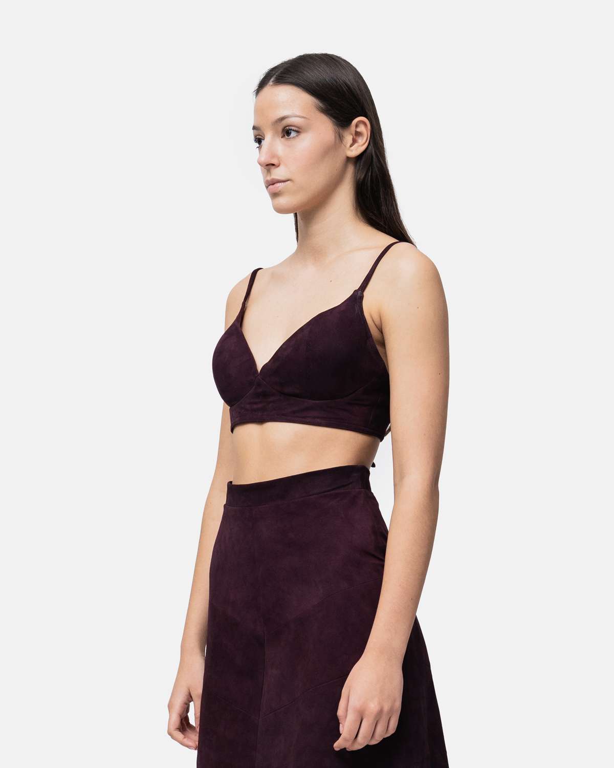 Top Bustier em camurça com enchimento nas caixas de peito Bordeaux-3