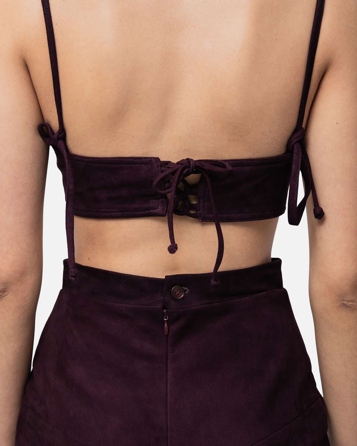Top Bustier em camurça com enchimento nas caixas de peito Bordeaux-4