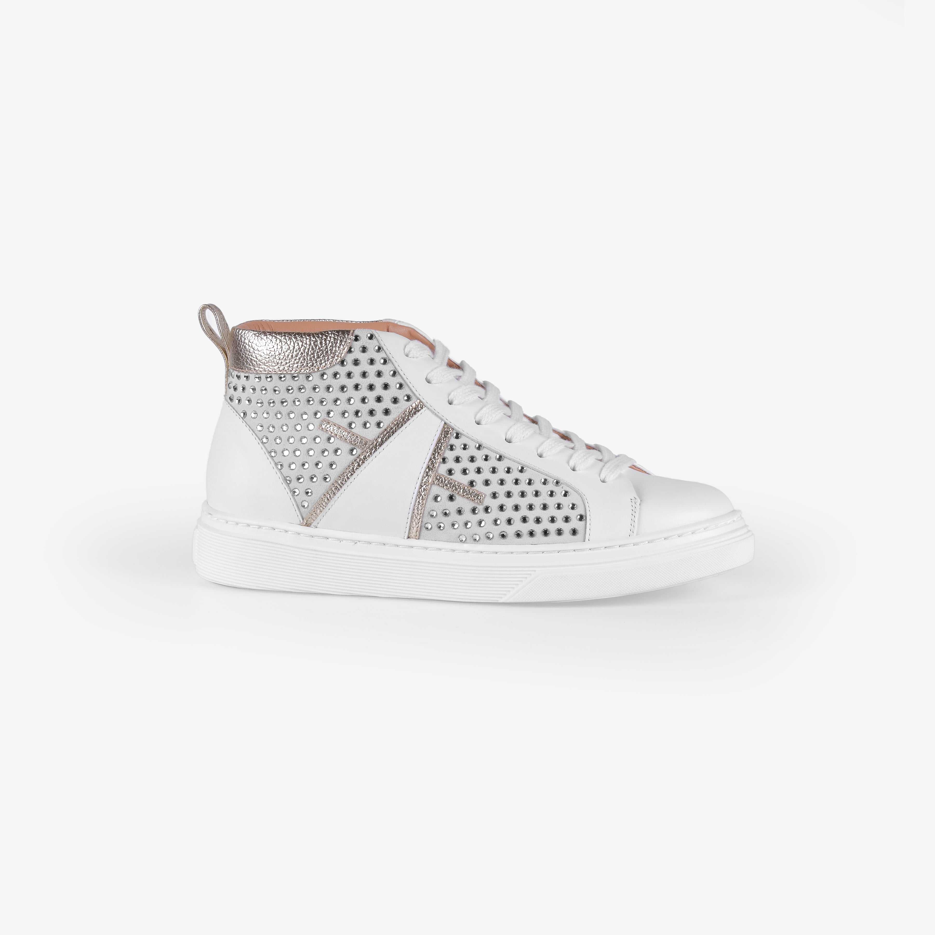 Imagem 0 de Sapatilhas pele branca e cristais swarovski