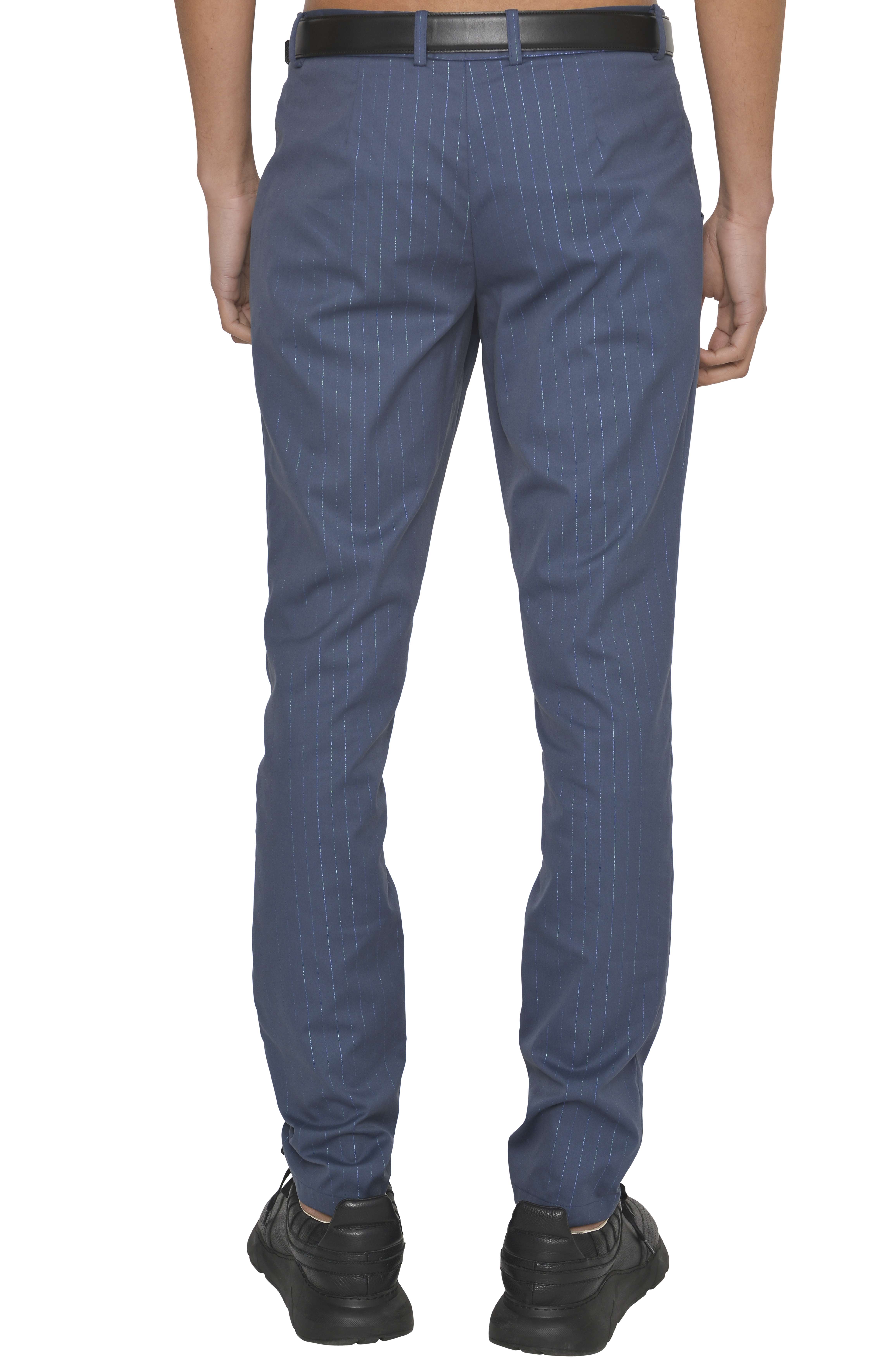 Calça com pregas e presilhas incorporadas - Azul Azul-5