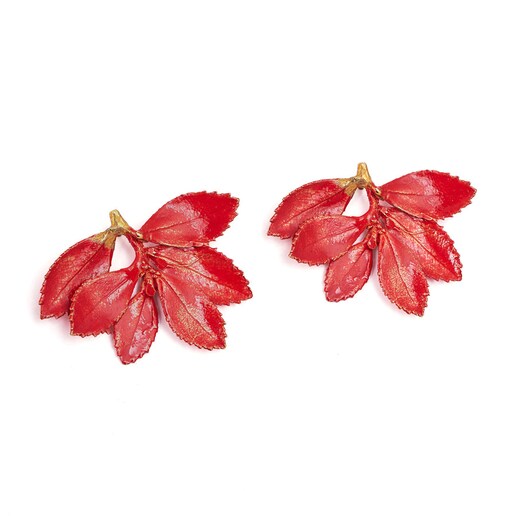 Imagem 0 de Brincos Ruber Folium Vermelhos e Dourados