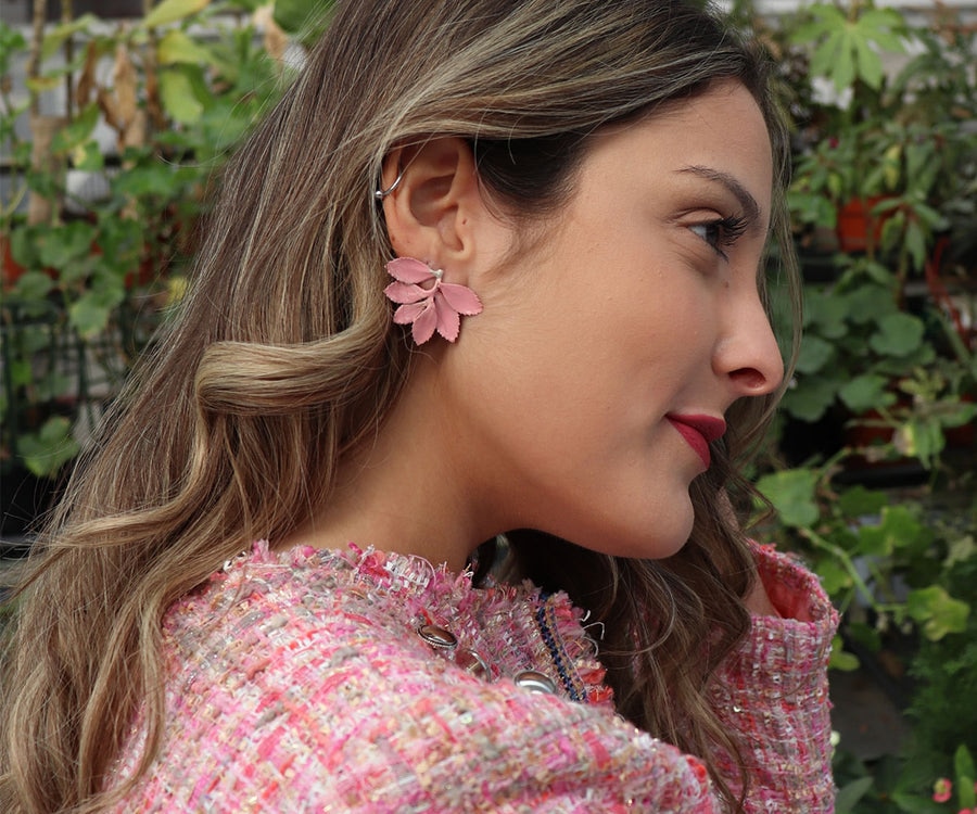 Brincos Ruber Folium Pink Rosa-2