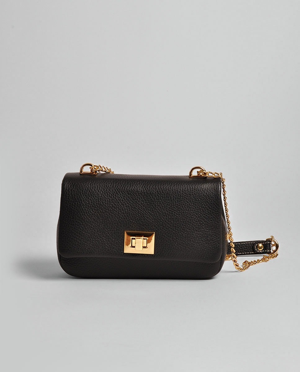 Imagem 0 de Mala de Ombro Pequena em Pele - Preto