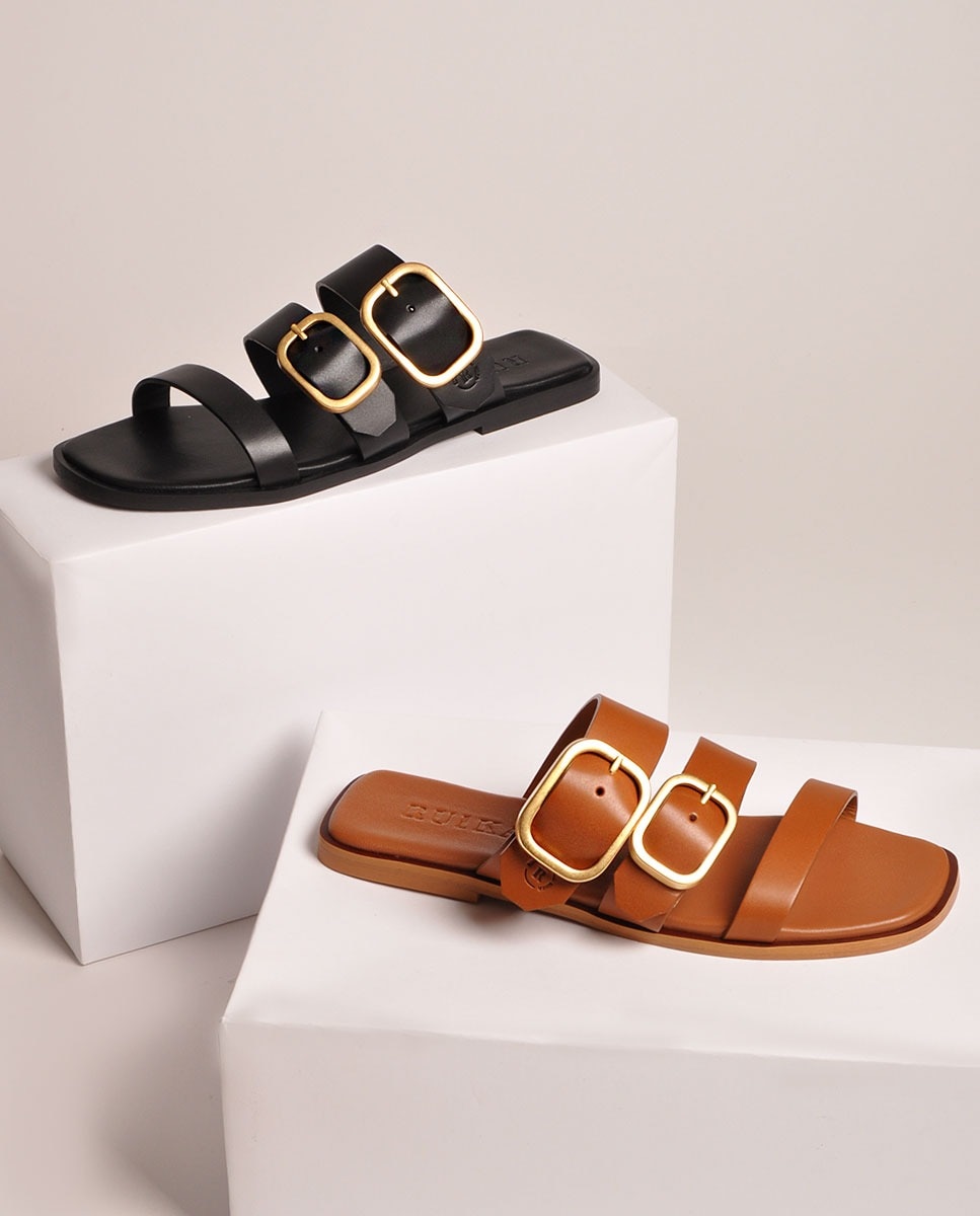 Chinelo em Pele Cuoio Camel-2