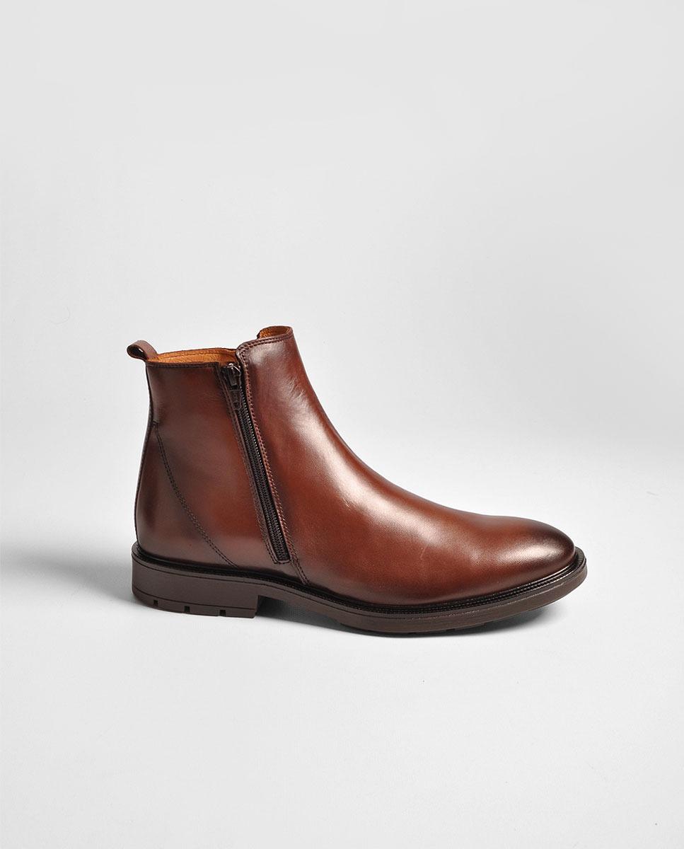 Bota de Homem em Pele Castanho Castanho-1