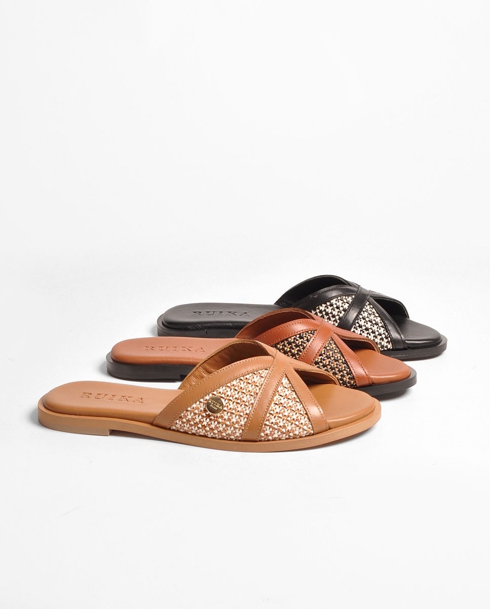 Chinelo Rafia Preto Preto-2