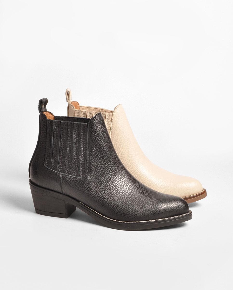 Bota em Pele Batido Bege Bege-2