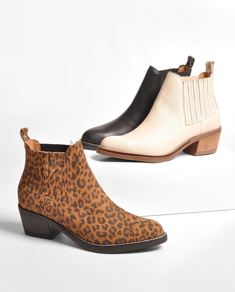 Bota em Pele Batido Bege Bege-3