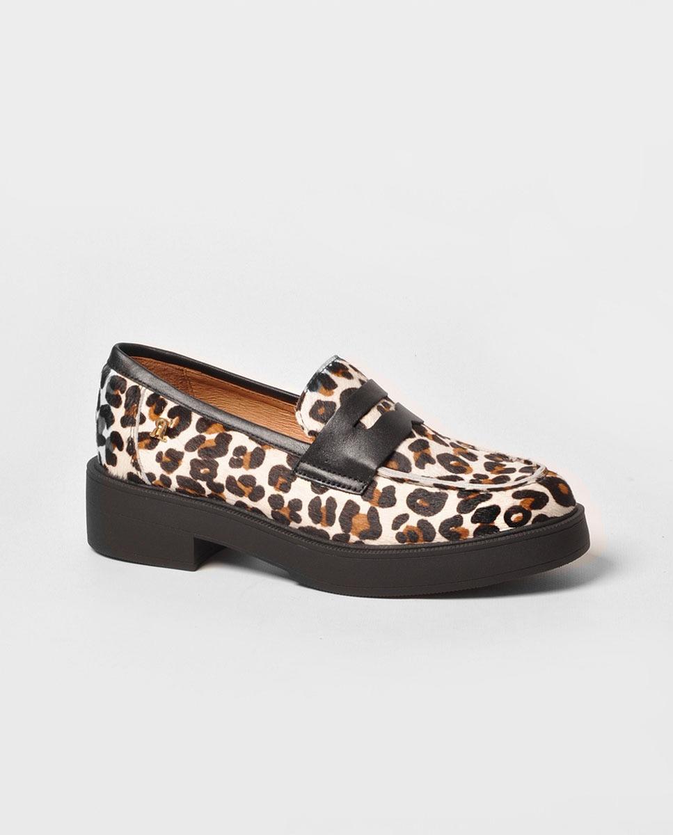Mocassins em Pelo Leopardo Bege Estampado-1