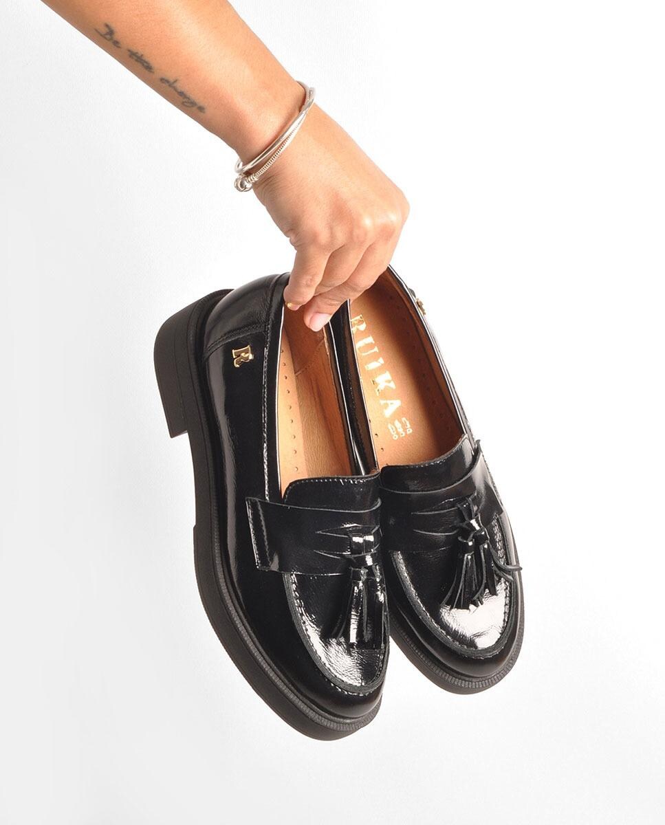 Mocassins em Verniz Preto Preto-3
