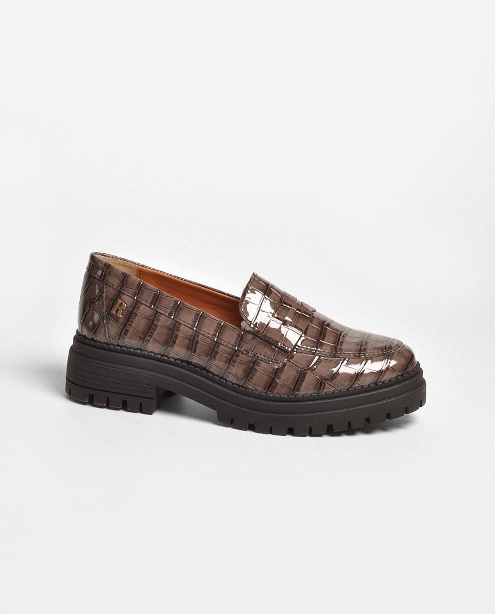 Imagem 0 de Mocassim em Verniz Croco Cinza