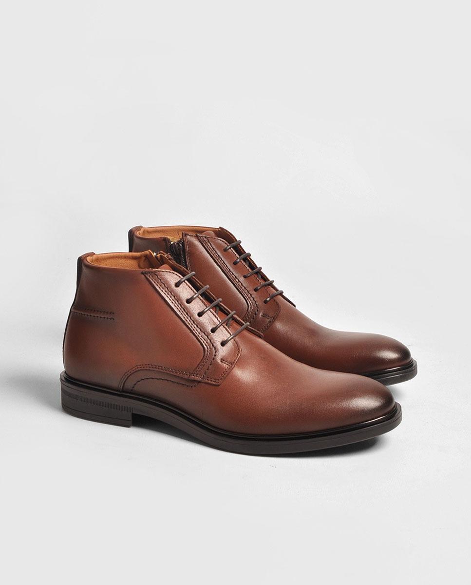 Bota de Homem em Pele Castanho Castanho-2