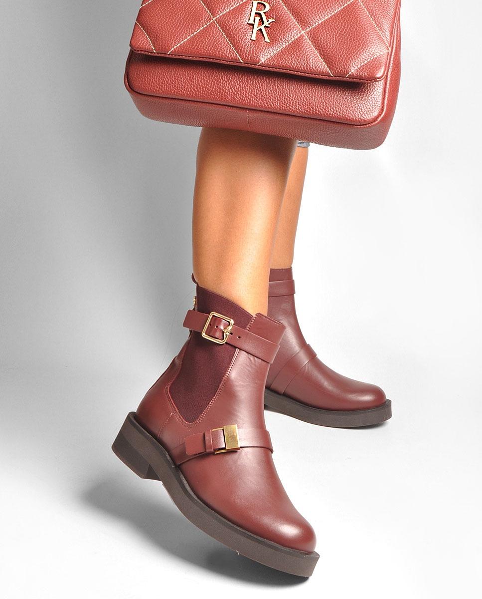 Bota em Pele com Aplicação Bordeaux-2