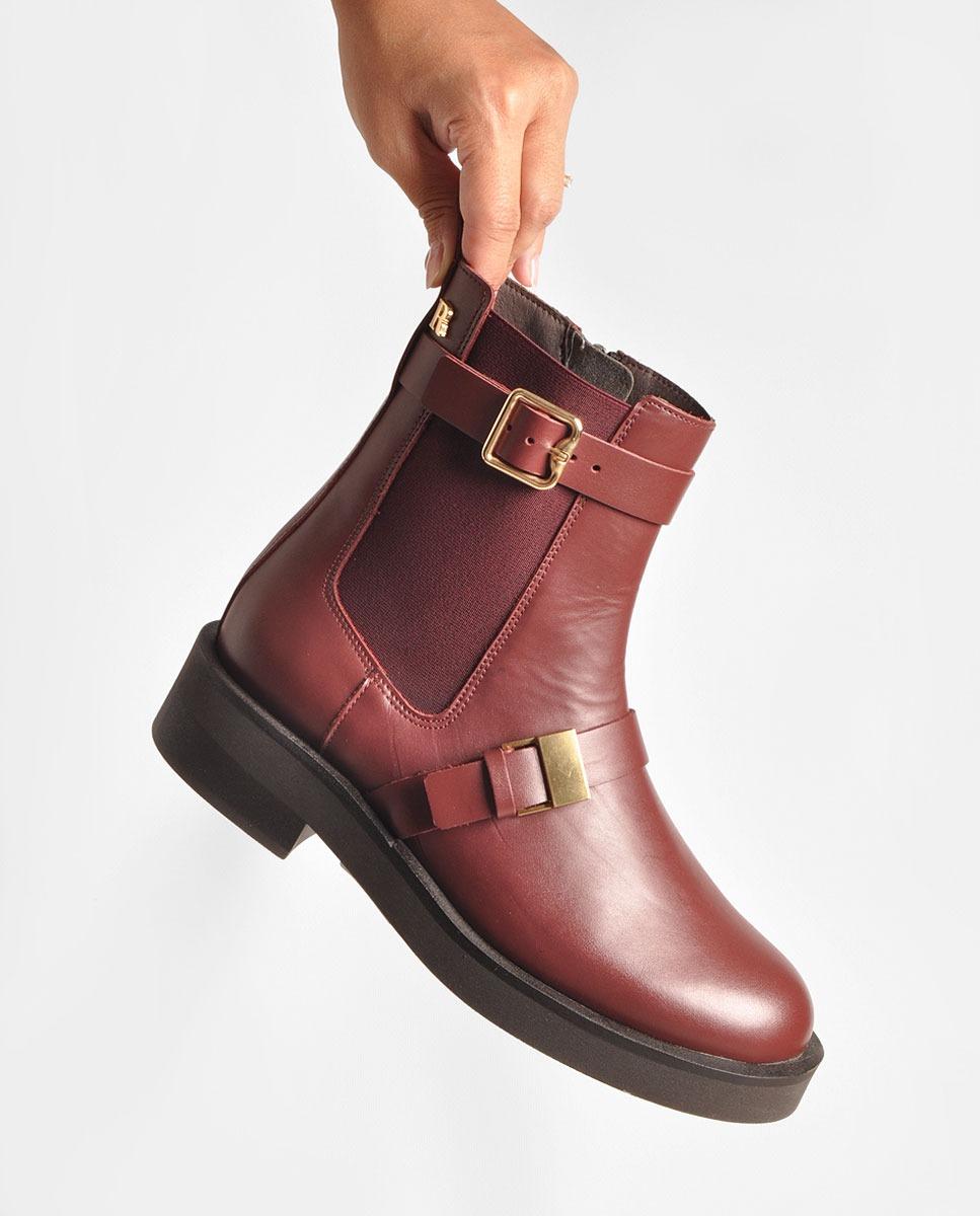 Bota em Pele com Aplicação Bordeaux-3