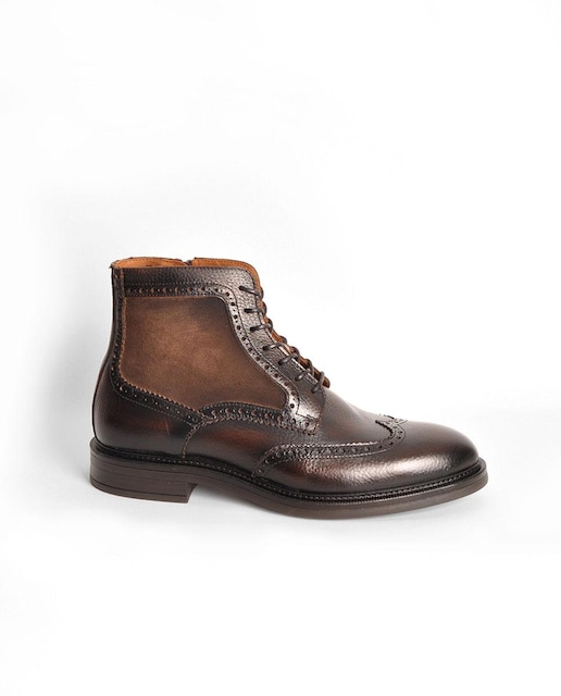 Imagem 0 de Bota de Homem em Pele e Camurça Castanho