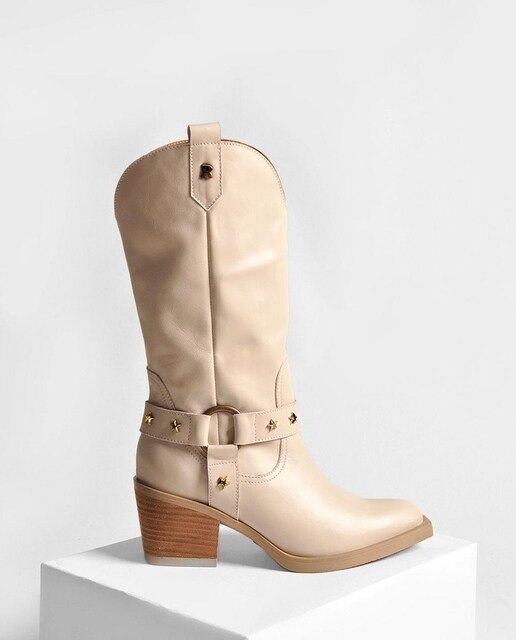 Imagem 0 de Bota em Pele Bege