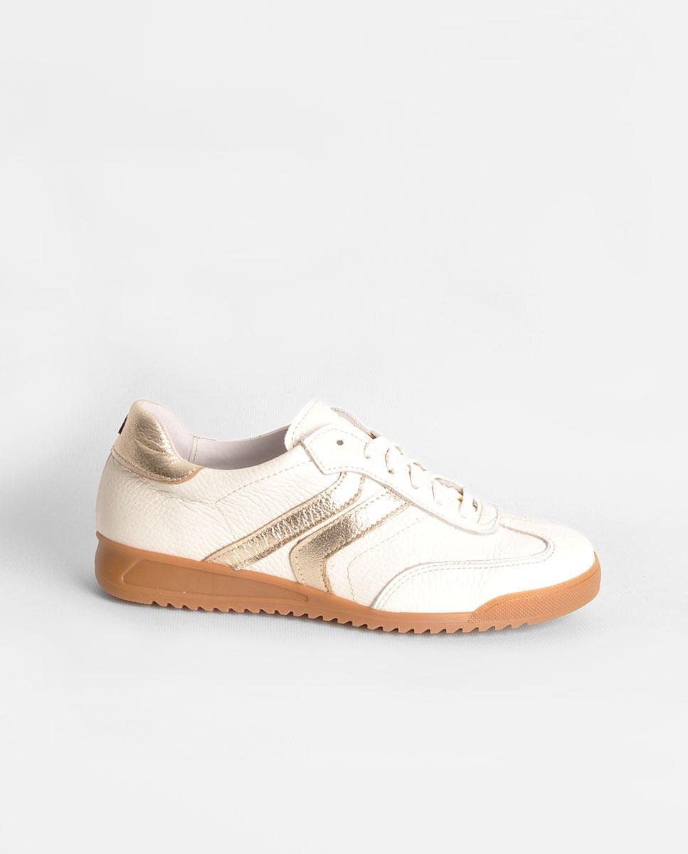 Imagem 0 de Sapatilha em Pele Branco com Ouro