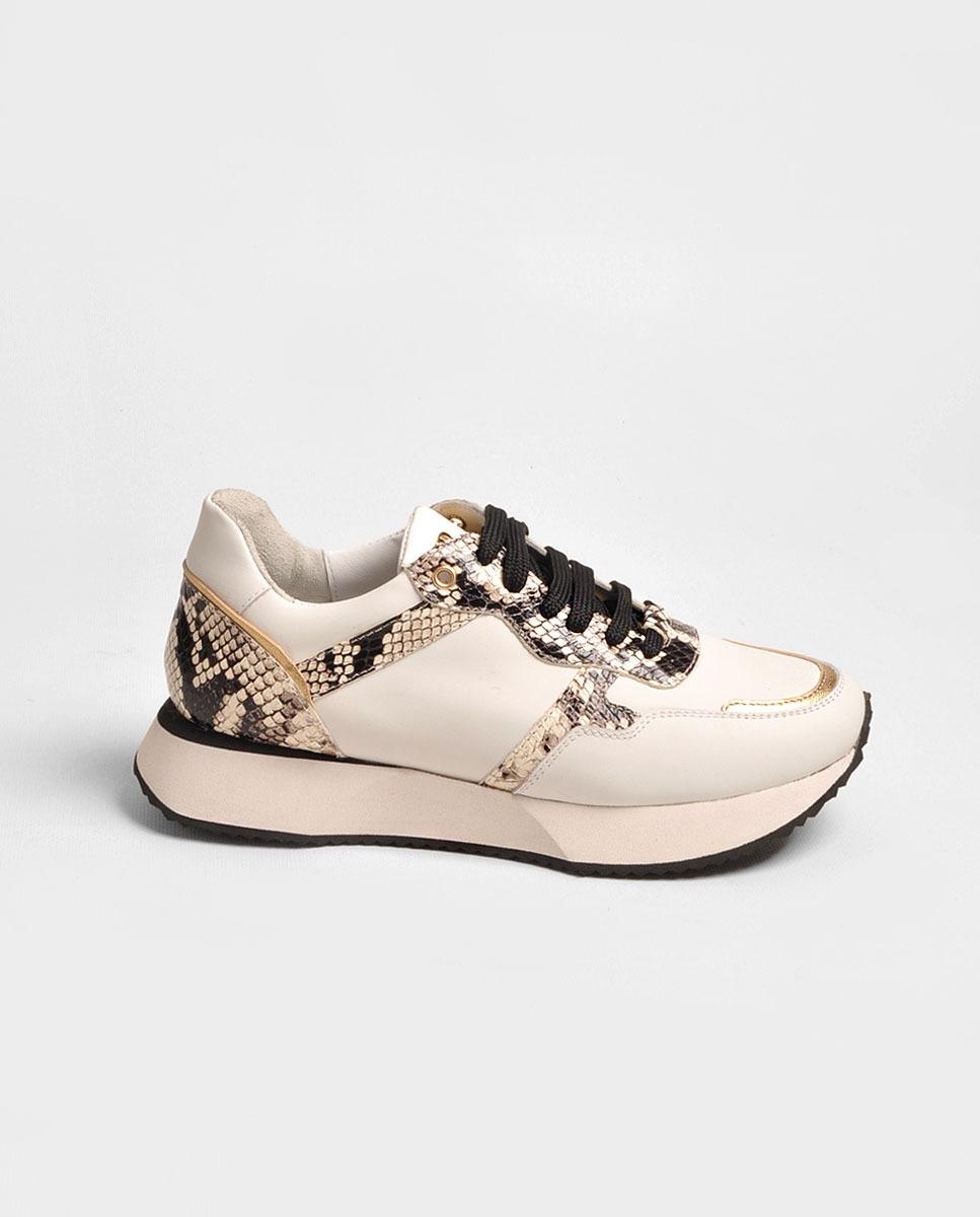 Imagem 0 de Sapatilha em Pele Piton e Branco