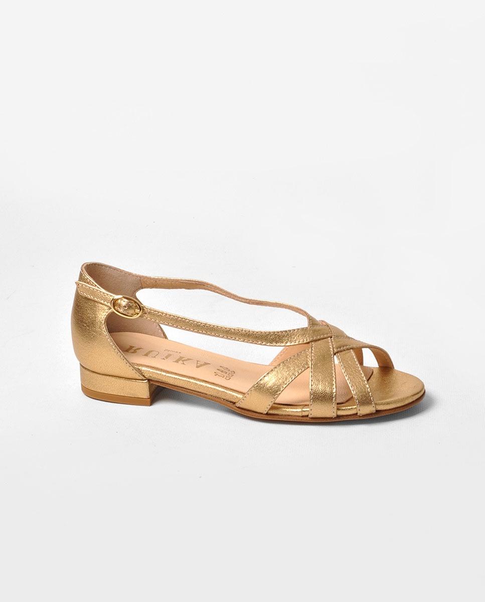 Imagem 0 de Sandália em Laminado Ouro