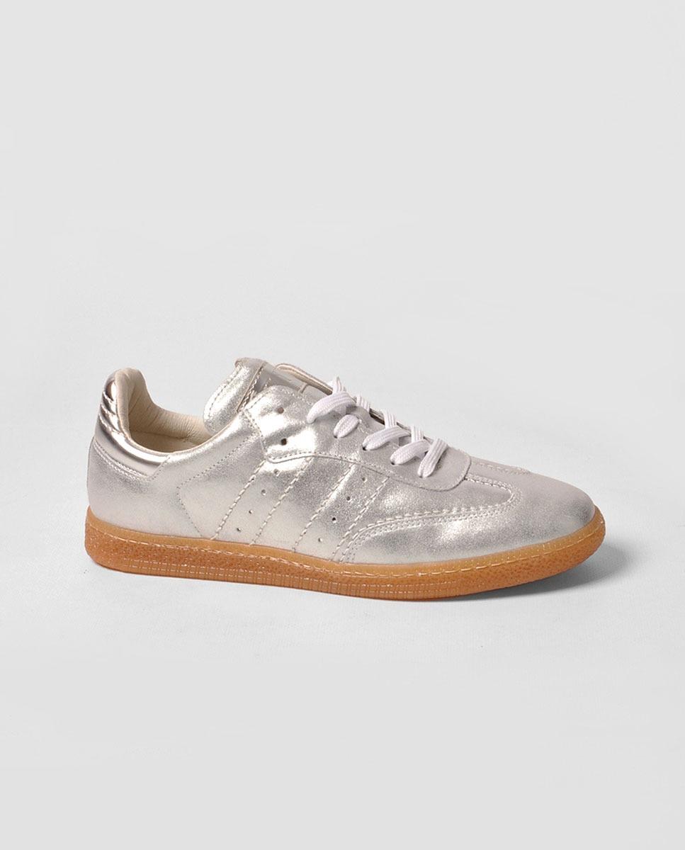 Imagem 0 de Sapatilha em Pele Laminado Prata
