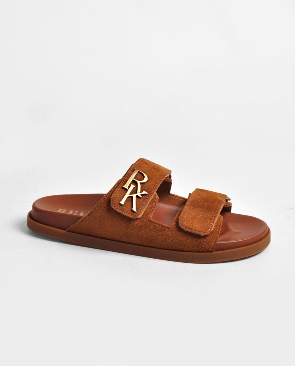 Imagem 0 de Chinelo em Camurça Cognac com Aplicação