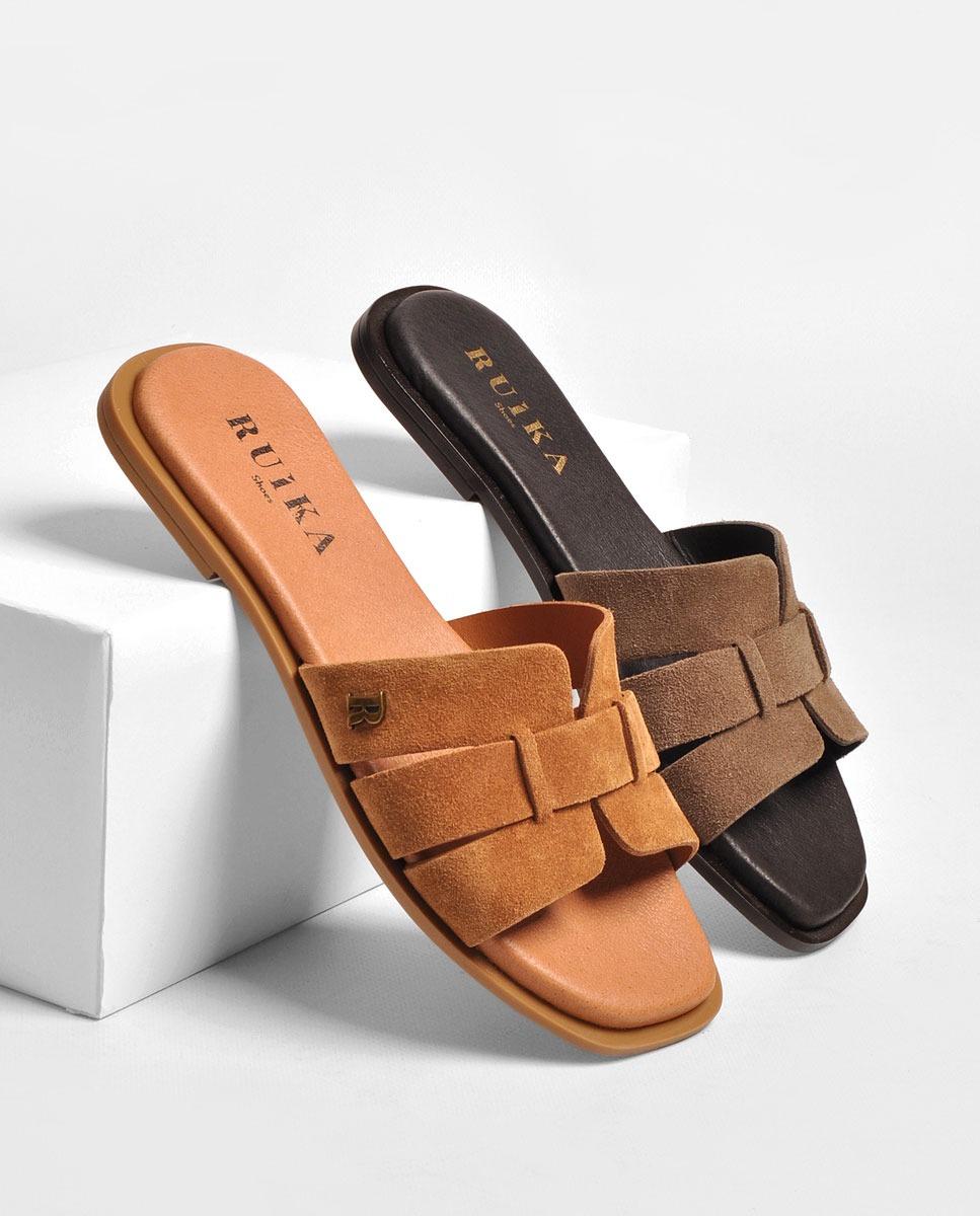 Chinelo em Camurça Taupe-2